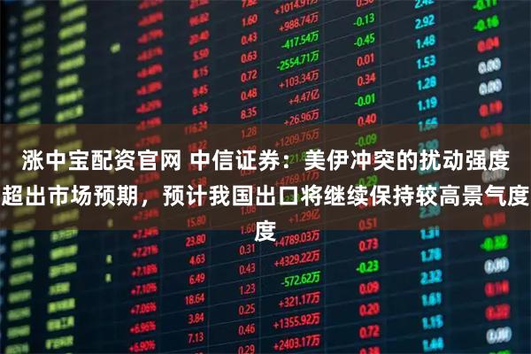 涨中宝配资官网 中信证券：美伊冲突的扰动强度超出市场预期，预计我国出口将继续保持较高景气度