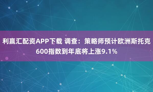 利赢汇配资APP下载 调查：策略师预计欧洲斯托克600指数到年底将上涨9.1%